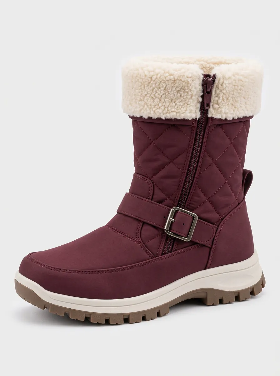 Women’s Outdoor Burgundy Quilted Winter Outdoor Boots