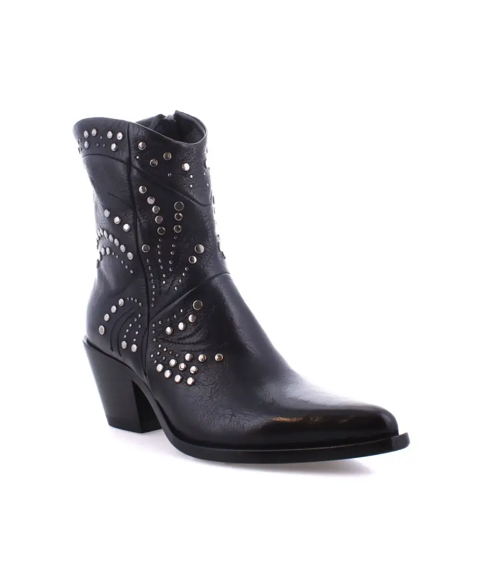 Pointed-Toe Studded Ankle Boots