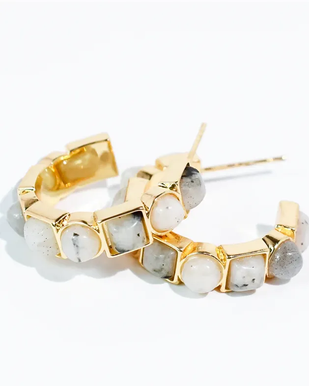 Refined Crystal Accent Hoop Earrings