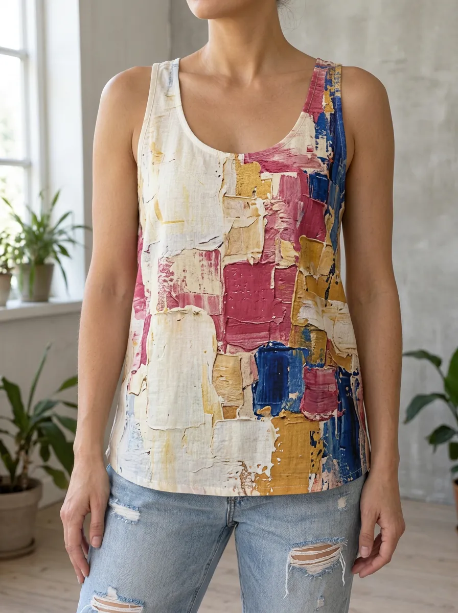 Women's Classic Abstract Oil Painting Art Tank Top
