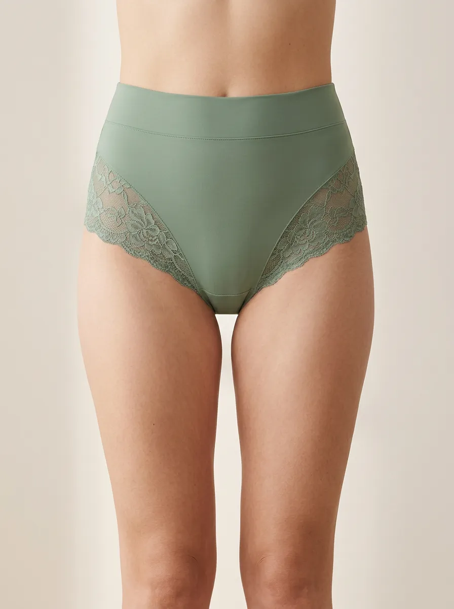 Modern High-Waisted Floral-Lace Lace-Trimmed Panties