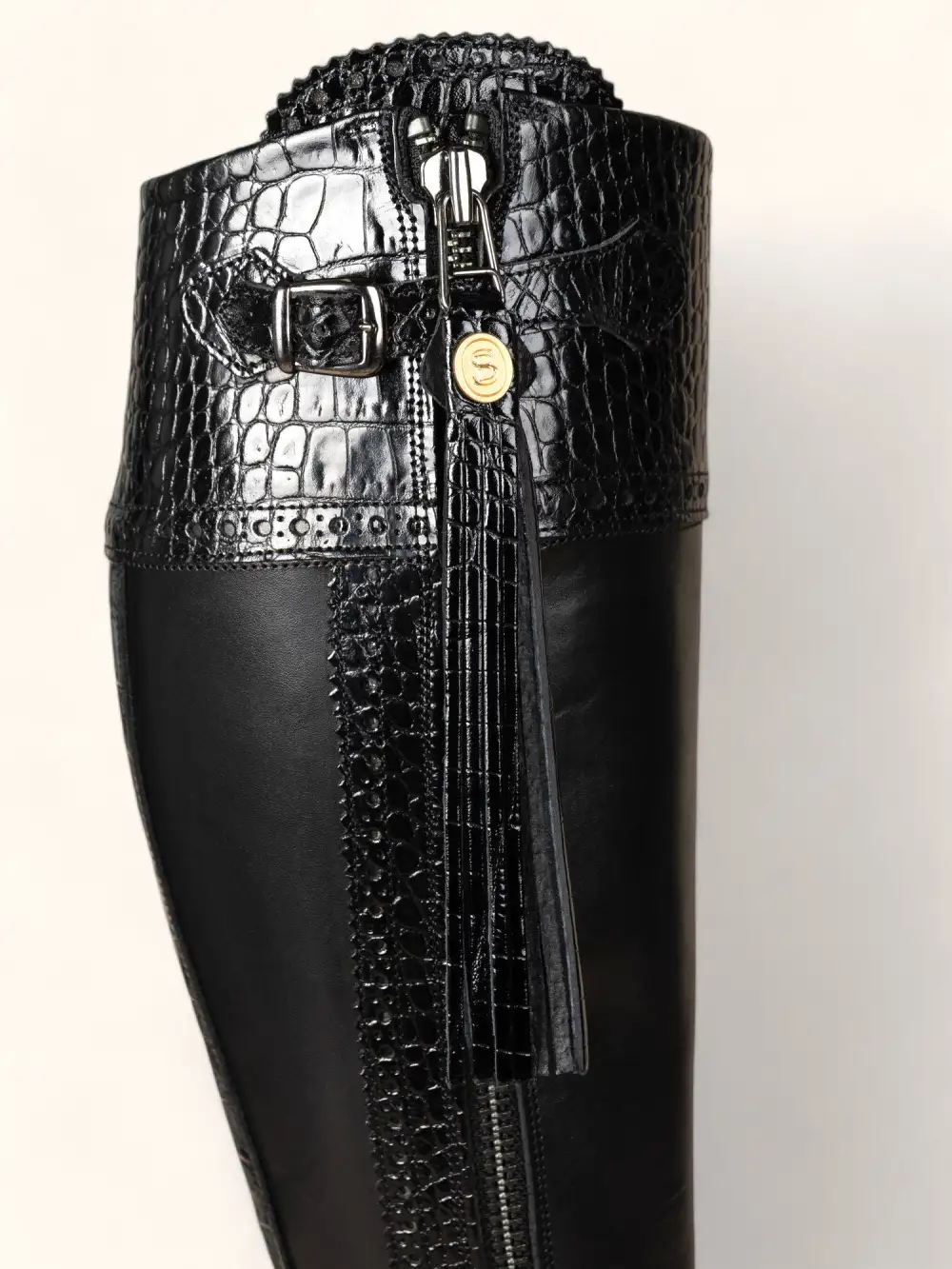 Relaxed Everyday Mock Croc Tall Riding Boots