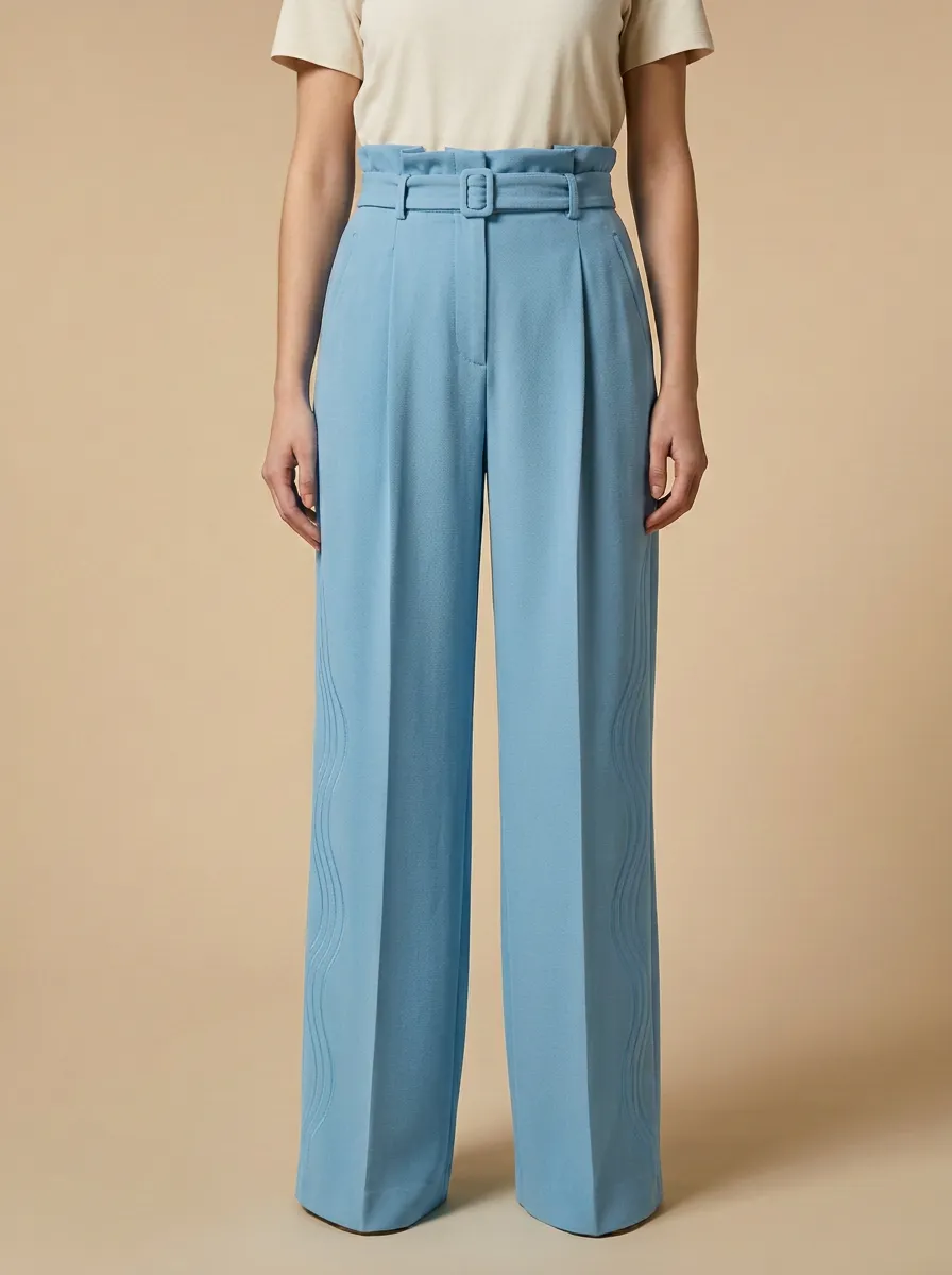 Relaxed Belted High Rise Wide Leg Pants