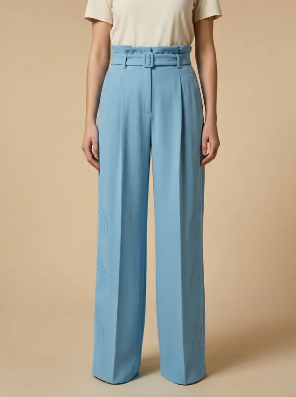Relaxed Belted High Rise Wide Leg Pants