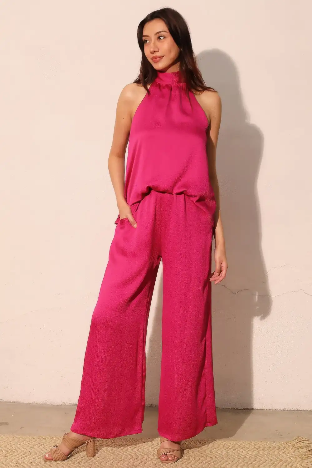 Hammered Satin Pocket Pants