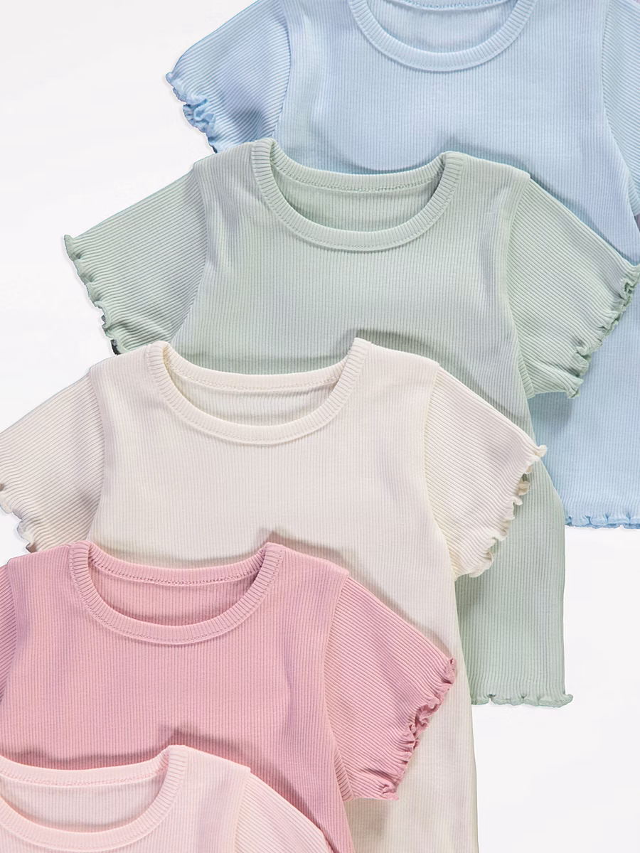 Ribbed Lettuce Edge Short Sleeve Tops 7 Pack detail 1