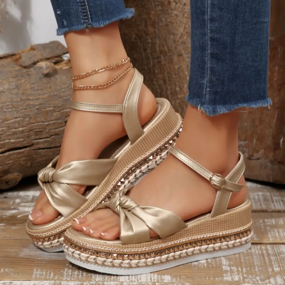 Bow Knot Platform Wedge Sandals