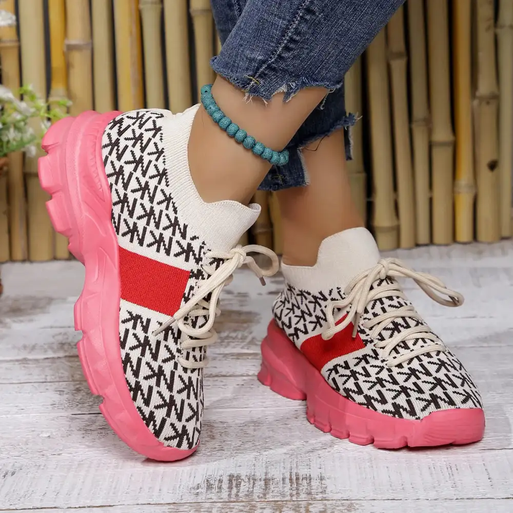 Round Toe Lace-Up Sneakers