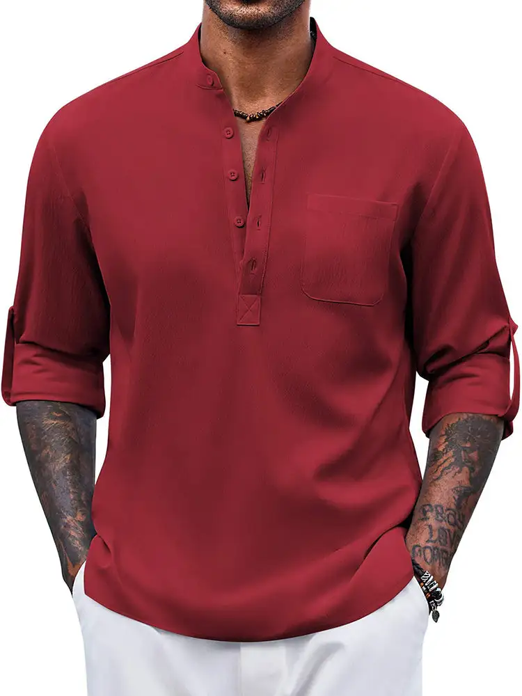 Casual Summer Vacation Henley Shirt