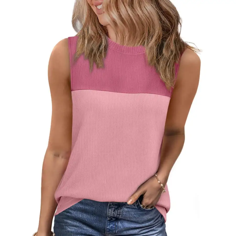 Color Block Round Neck Tank