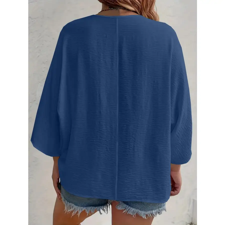 Full Size V Neck Button Down Shirt Plus Size
