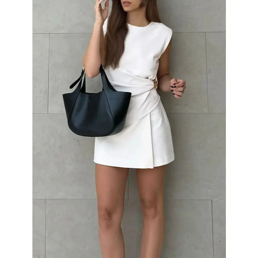 Round Neck Sleeveless Top and Skirts Set