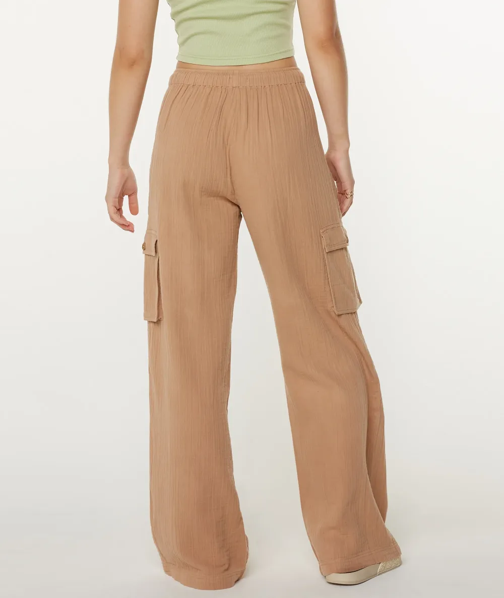 Stretch Waistband Drawstring Wide Pants