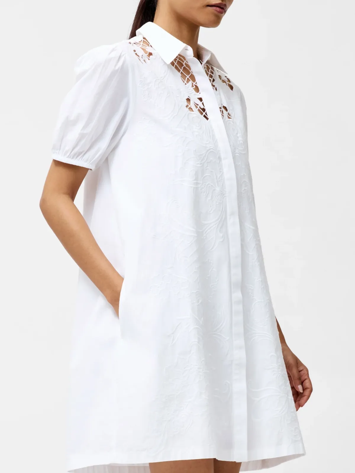 Cotton Art Cut-out Lapel Dress