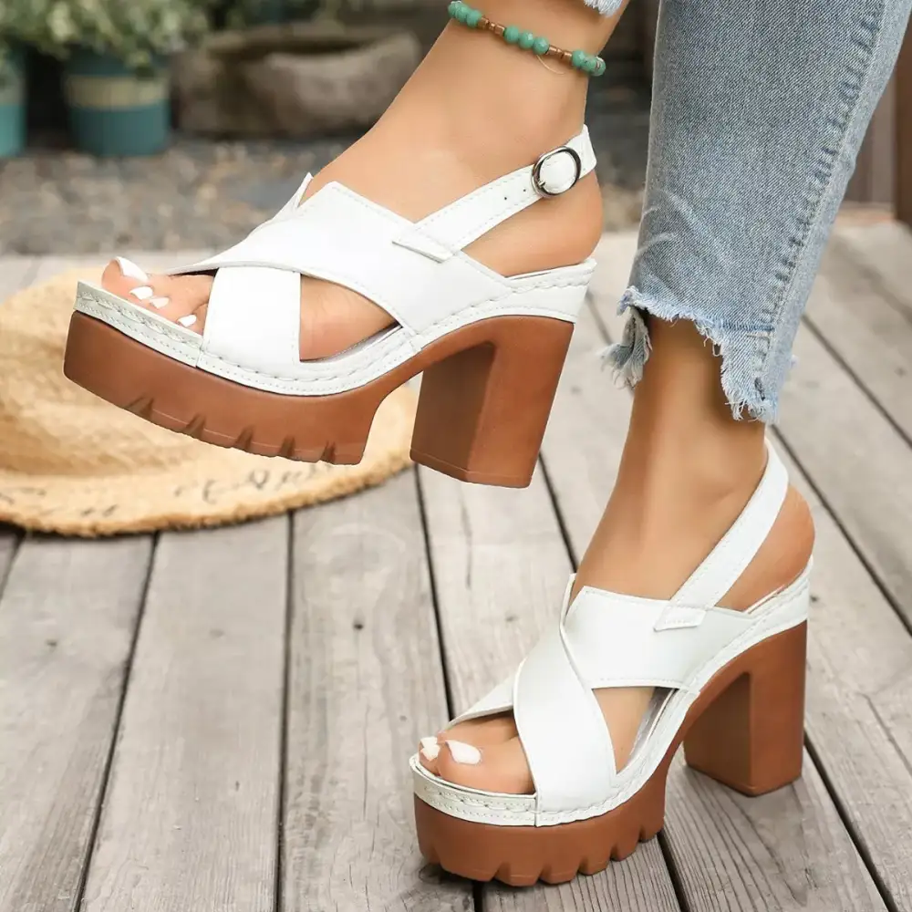 Boho Open Toe Block Heels Sandals