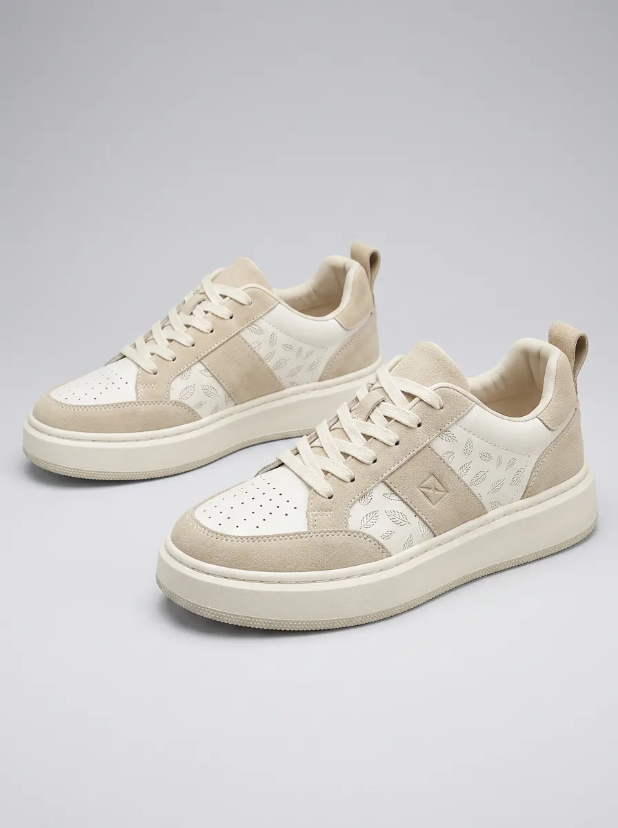 Men's Casual Leaf Pattern Suede Printed Sneakers