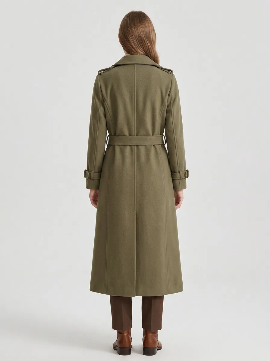 Women's Relaxed Belted Long Trench Coat