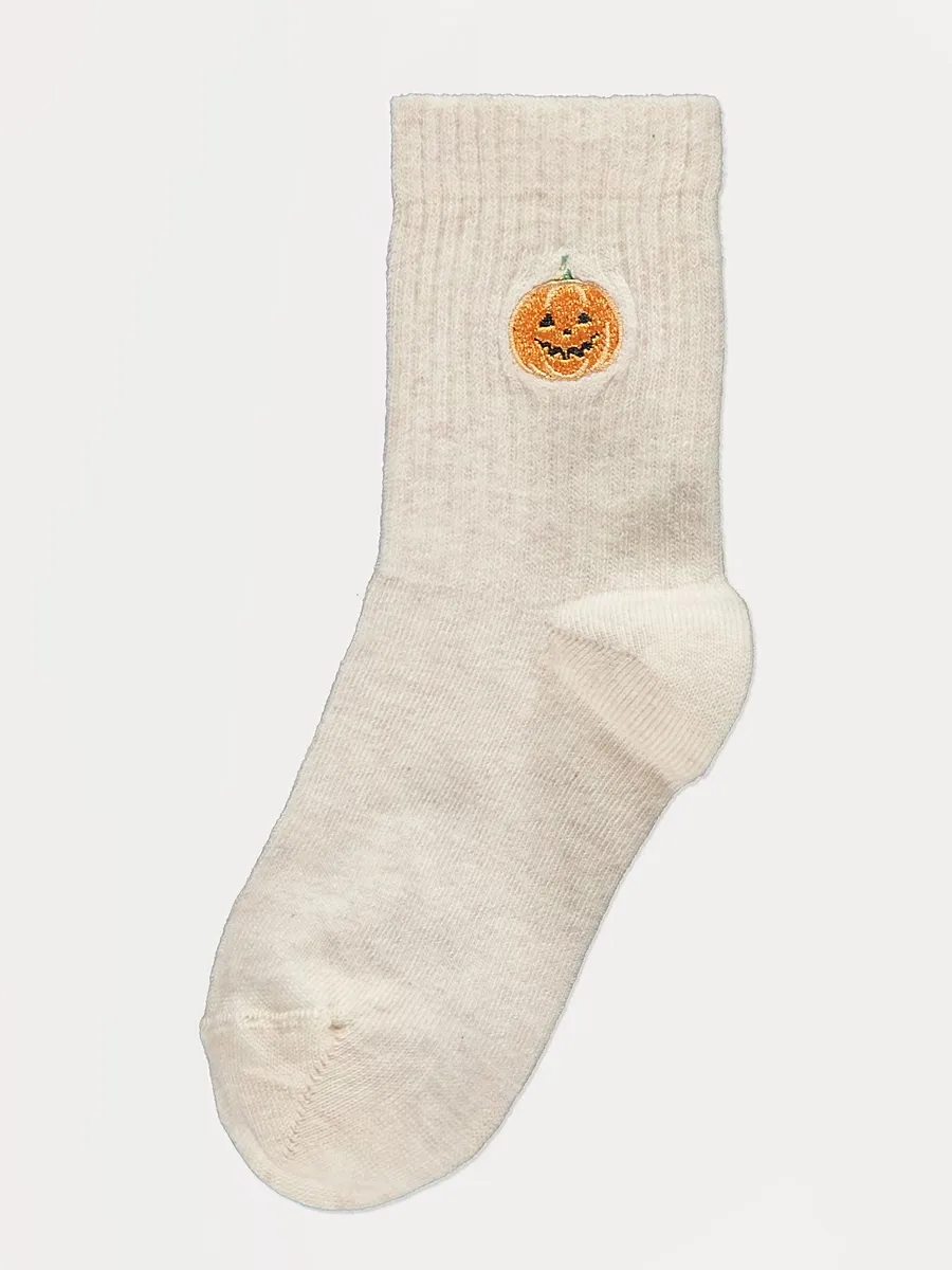 Halloween Oatmeal Pumpkin Ribbed Ankle Socks
