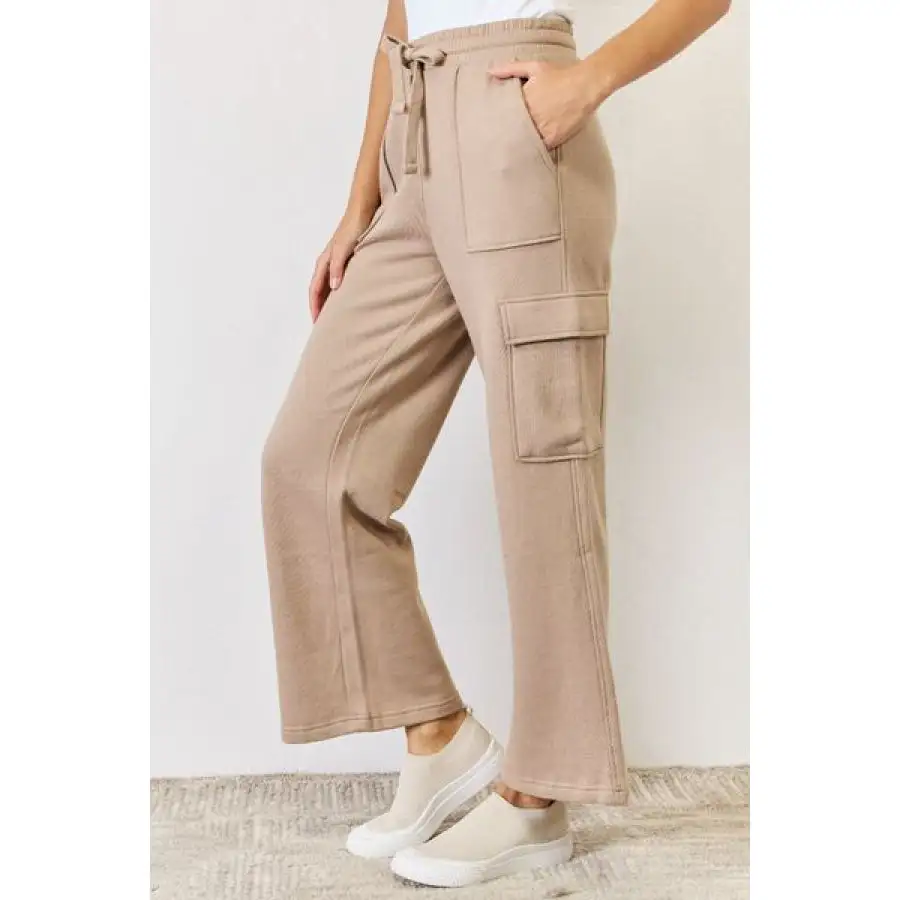 Risen High Waist Cargo Wide Leg Pants