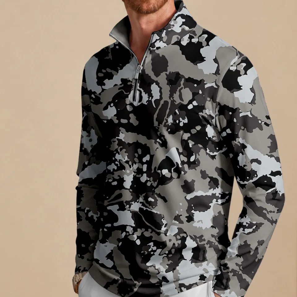 Refined Midweight Long Sleeve Pullover Golf Shirt