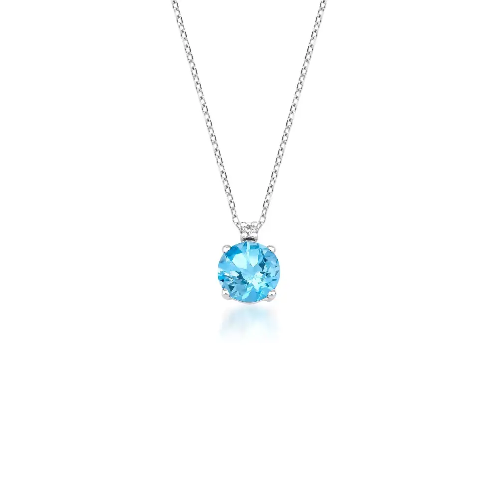 Diamond and Topaz Solitaire Necklace