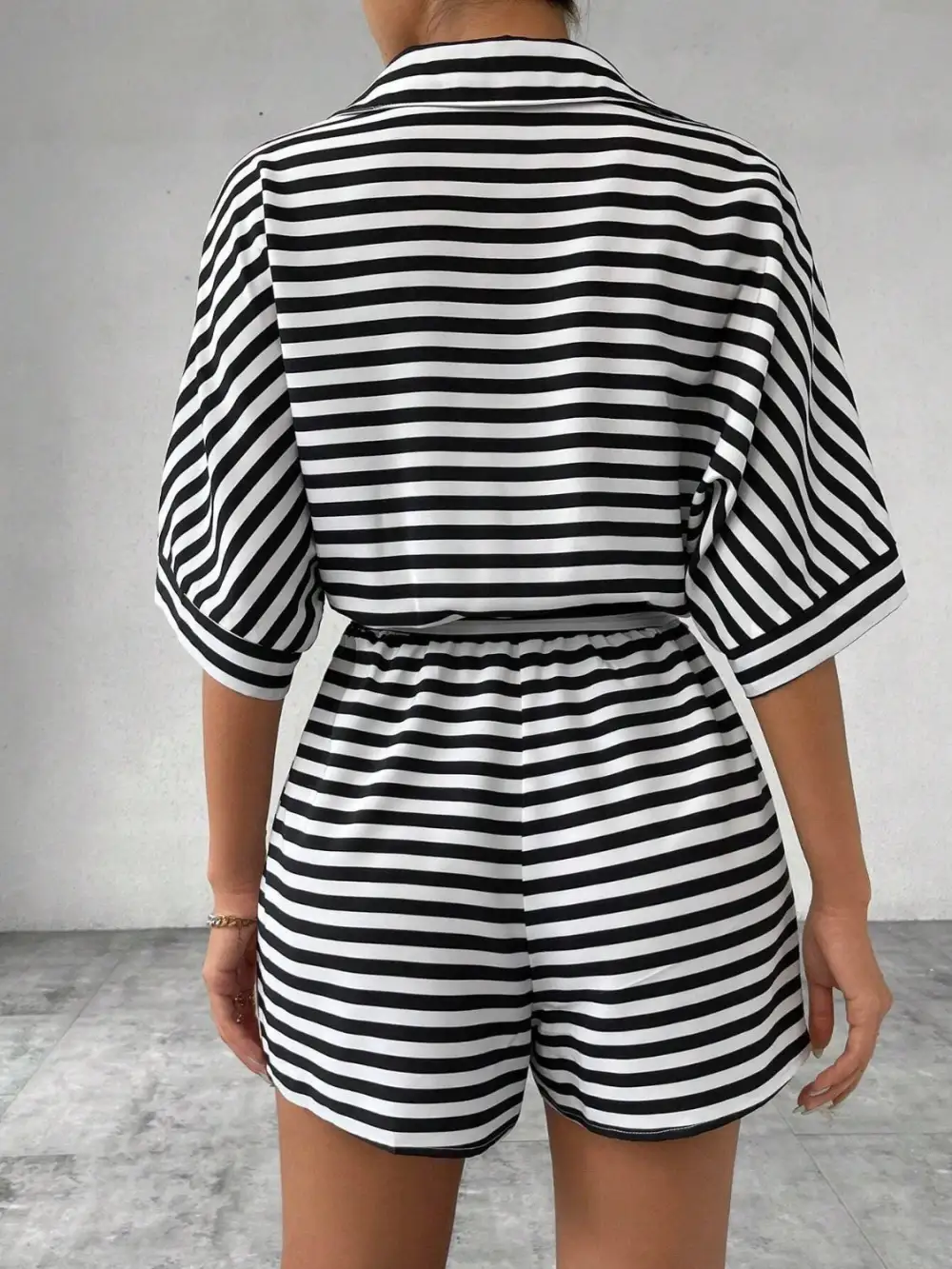 Tie Waist Half Button Romper