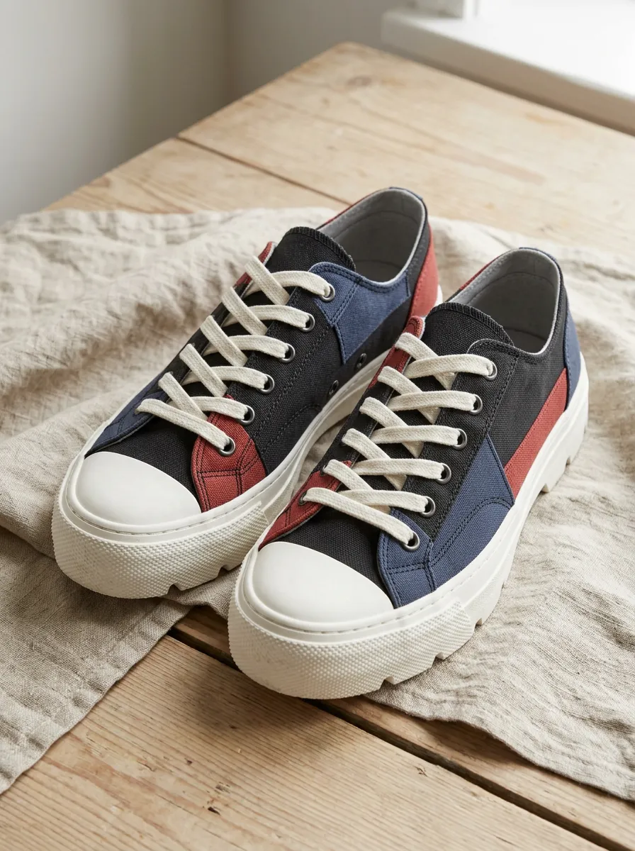 Men's Color Block Casual Streetwear Printed Canvas Shoes