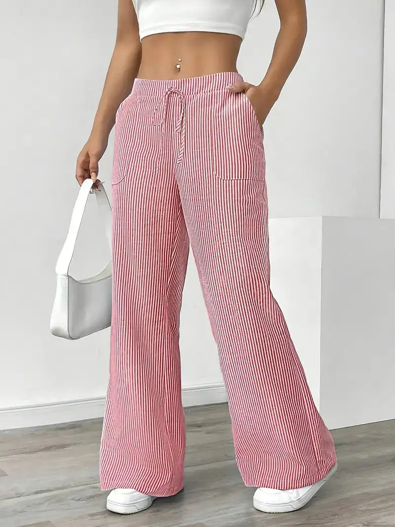 Classic Wide Leg Striped Trousers