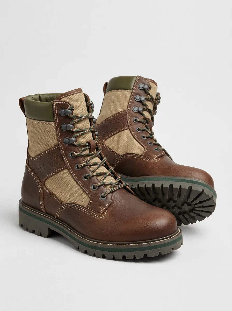 Unisex Easygoing Outdoor Adventure Topographic Pattern Print Work Boots