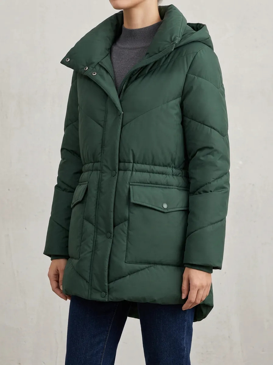 Forest Green Hooded Quilted Jacket for classic layering
