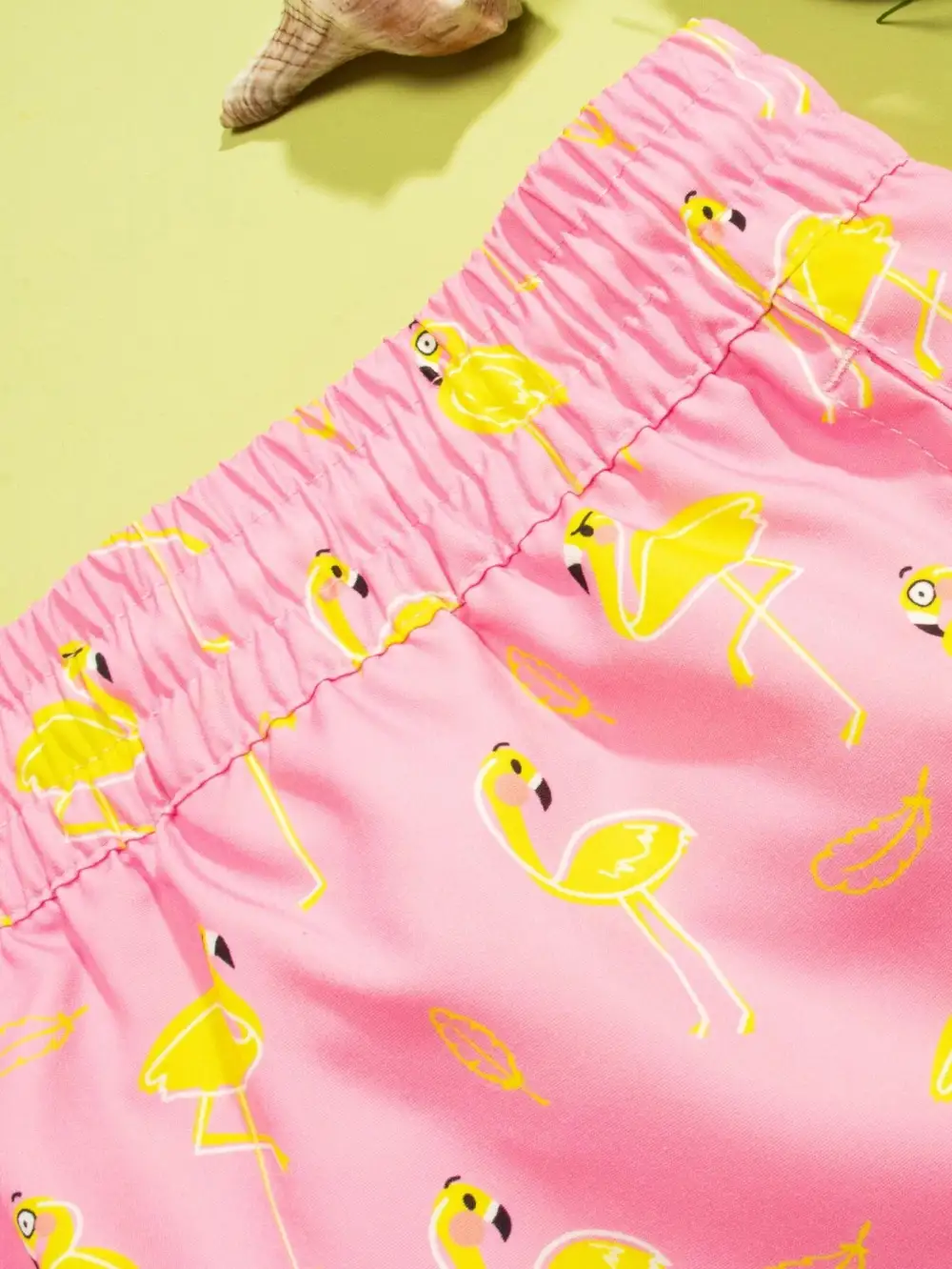 Men's Flamingo Print Drawstring Swim Trunks