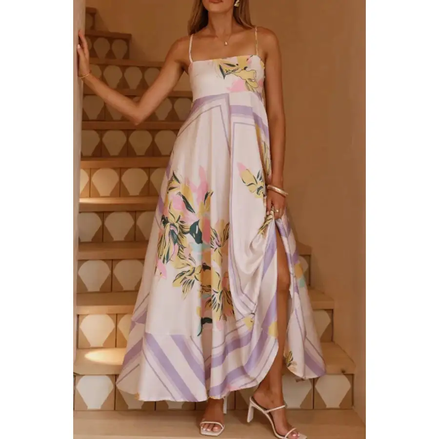 Casual Printed Square Neck Cami Maxi Dress