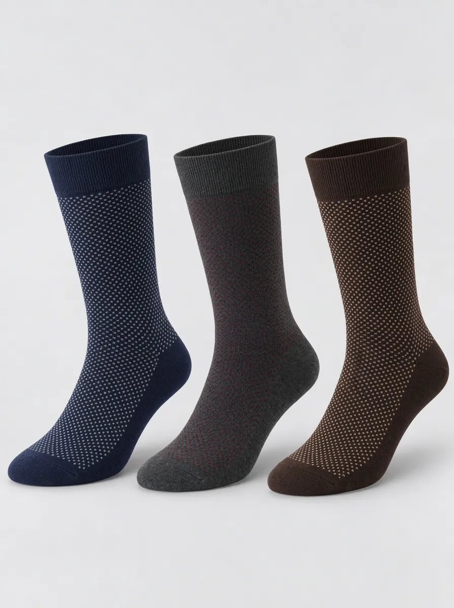 Men's Field Business Casual Polka Dot Pattern Printed Socks 3-Pack