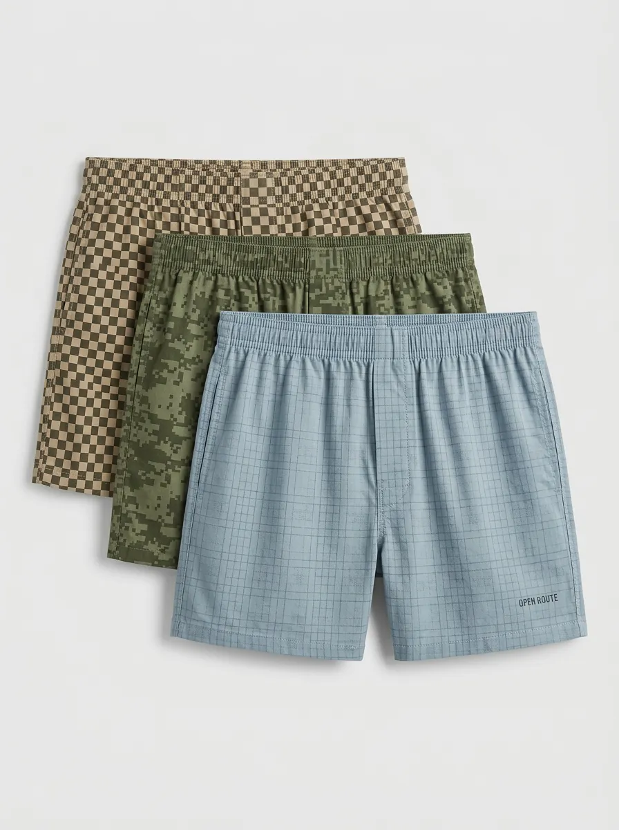 Camo Checkered Grid Boxer Set