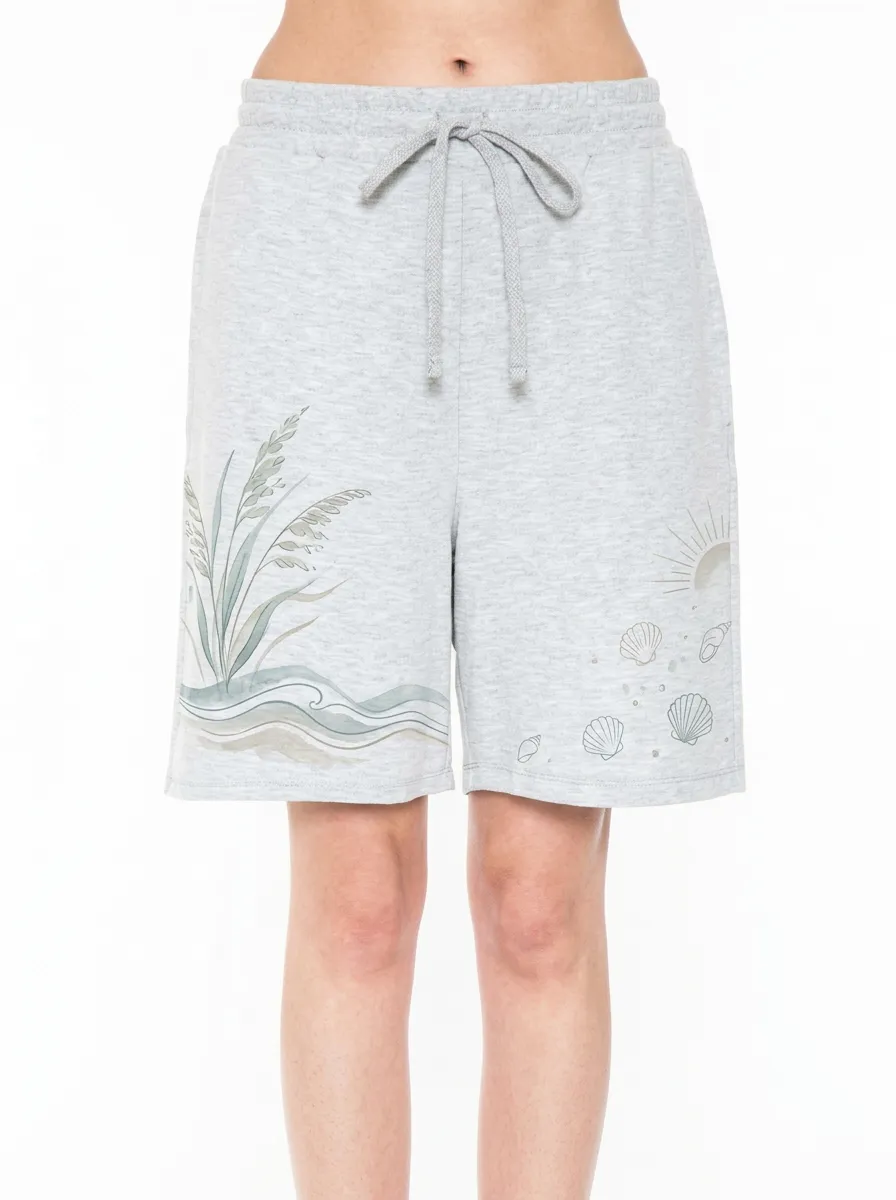 Women's Beach Lover Seashell Grass Printed Shorts