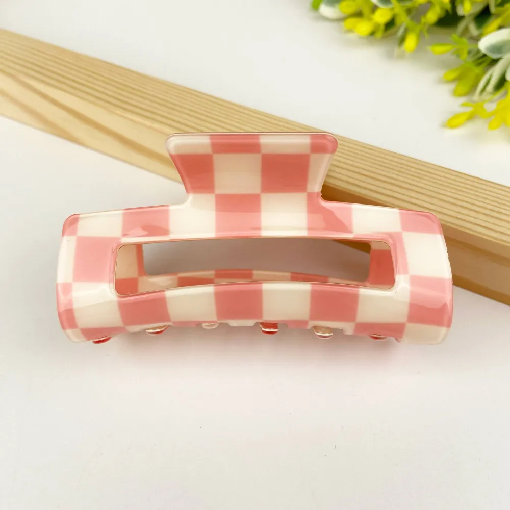 Retro Checkerboard Hair Claw Clip