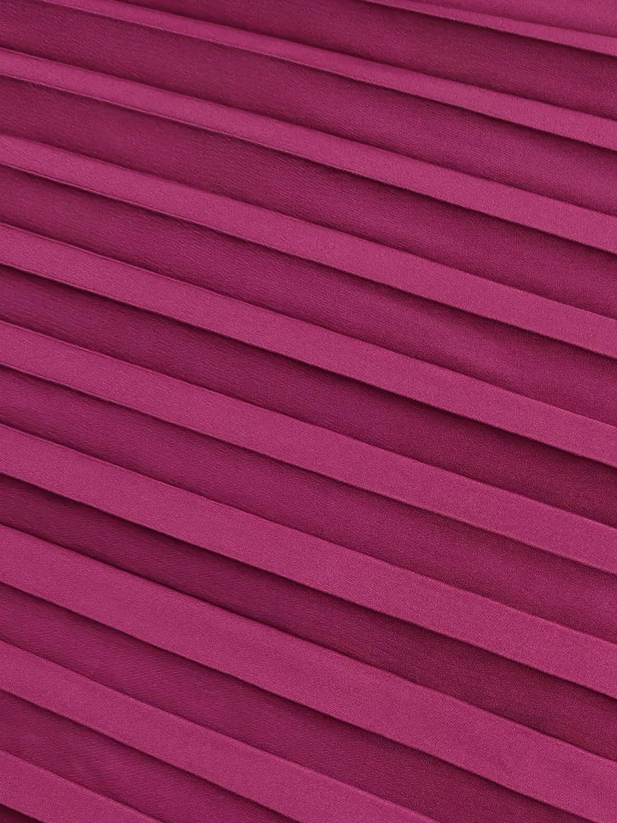 Tiered Pleated Long Neck Maxi Dress