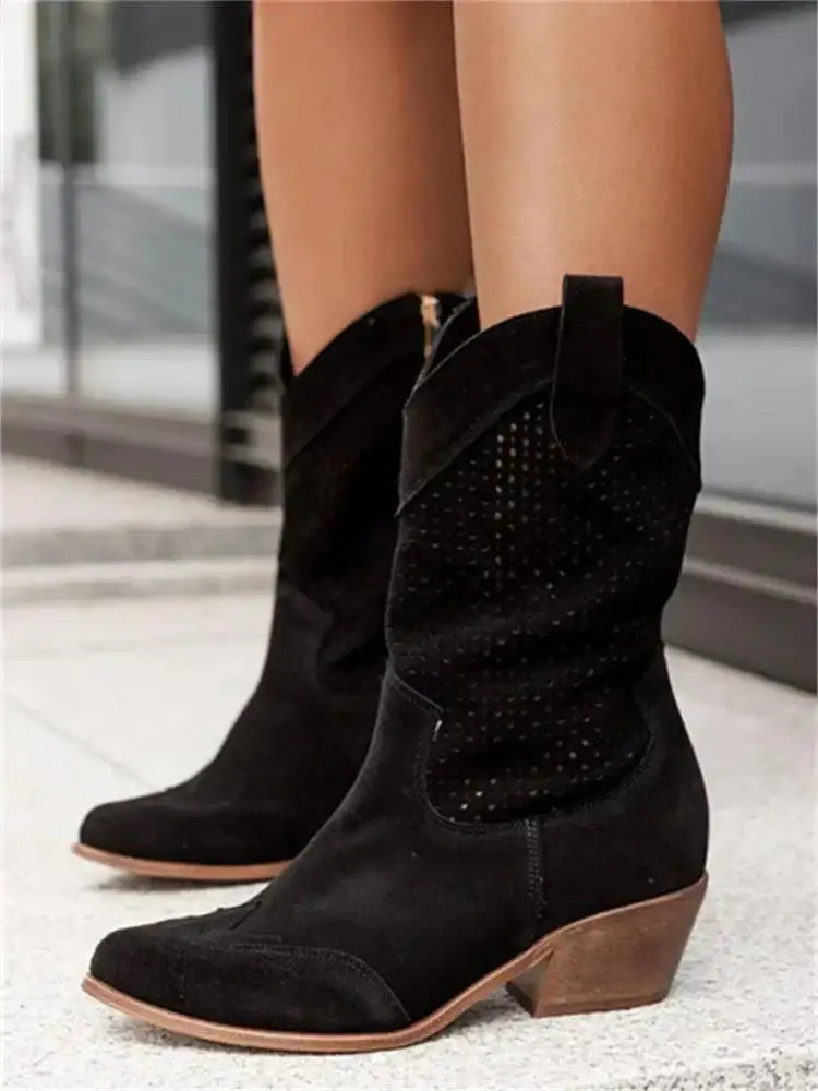 Perforated Ankle Cowboy Boots Apparel
