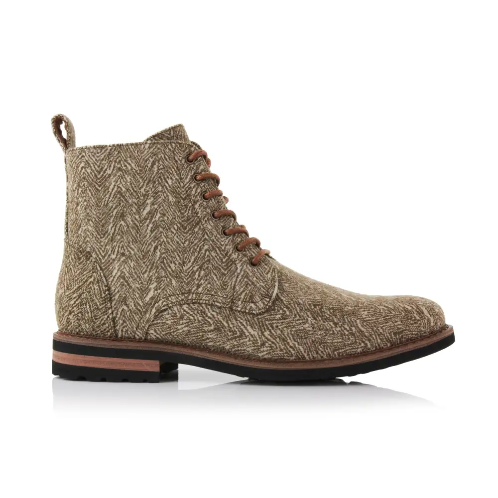 Faux-Leather Burnished Lace-Up Ankle Boots