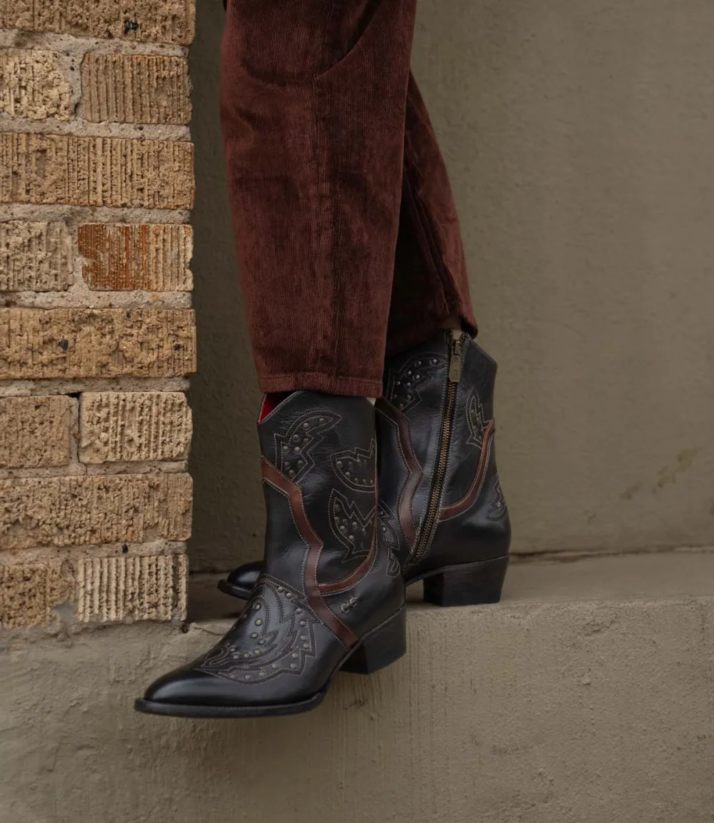 Side-Zip Studded Western Boots