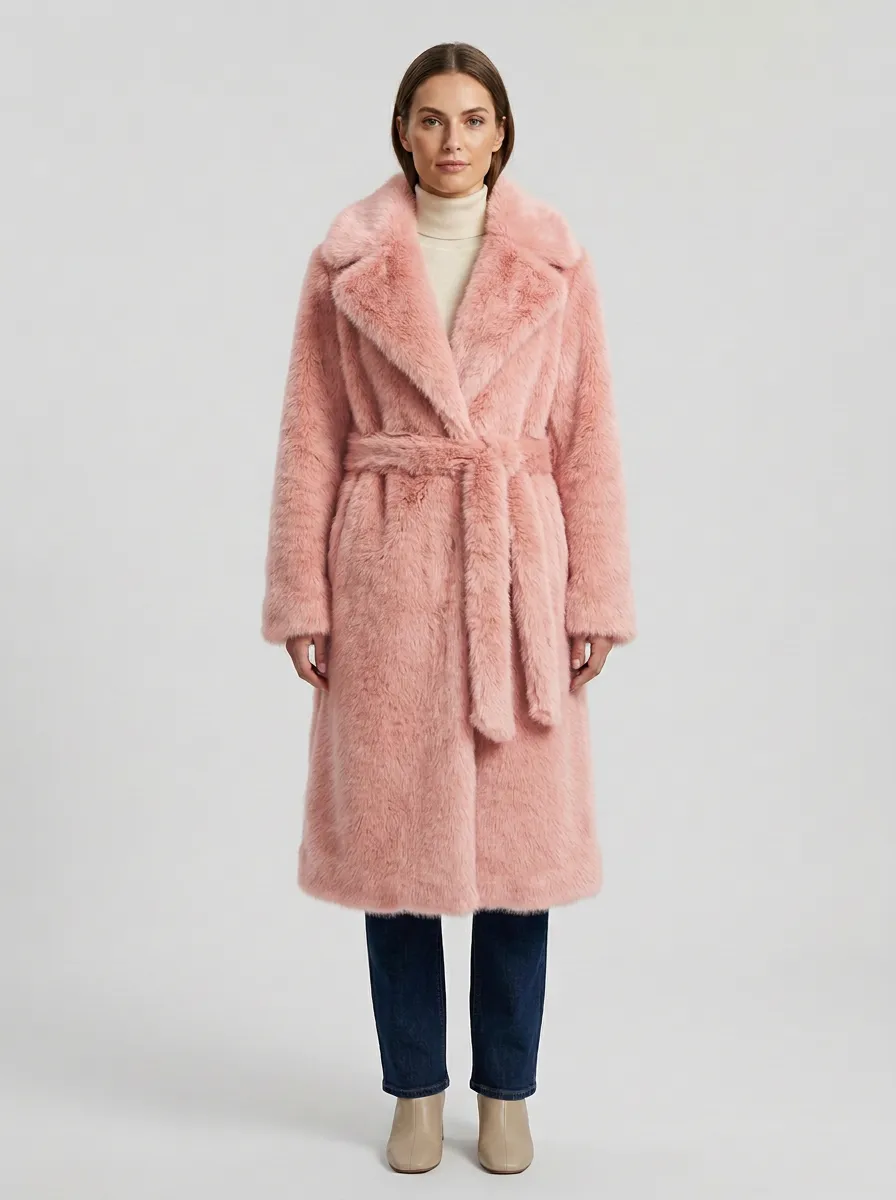 Faux Fur Belted Coat