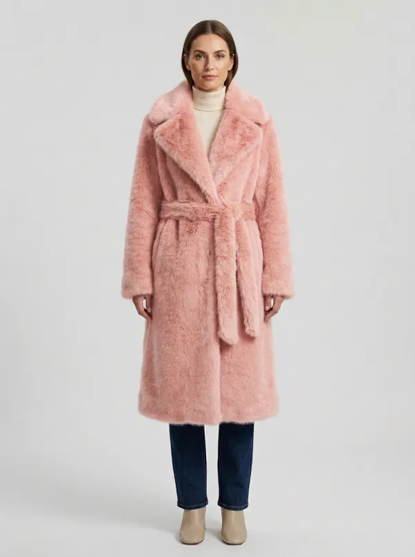Faux Fur Belted Coat