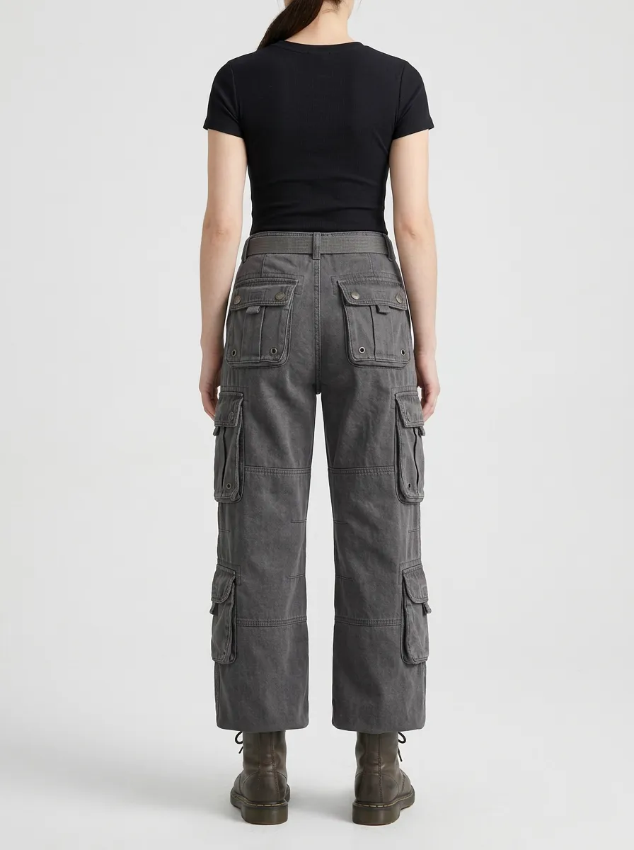 Minimal Utility Style Multi Pocket Casual Look Women's Multi Pocket Cargo Pants