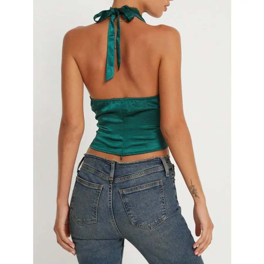 Lace Detail Halter Neck Tank