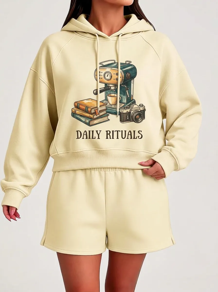 Women's Coffee Books Camera Daily Rituals Graphic Hoodie