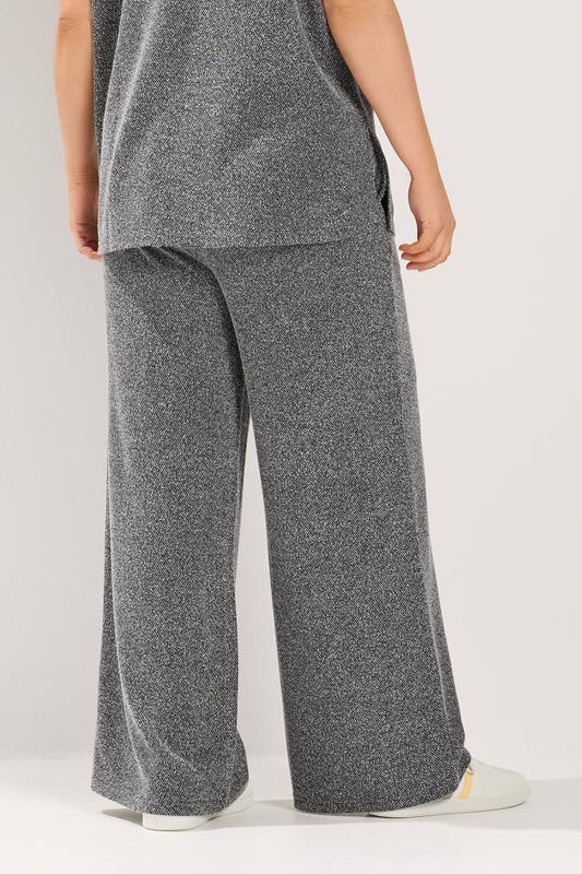 Grey Textured Knit Wide Leg Trousers detail 2