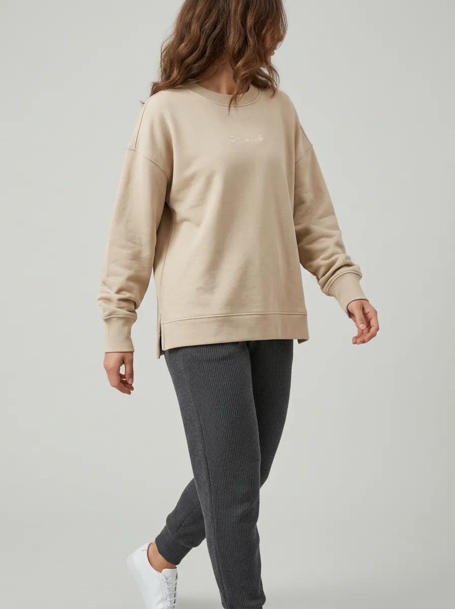 Women's Minimalist Origins Letter Embroidered Printed Sweatshirt
