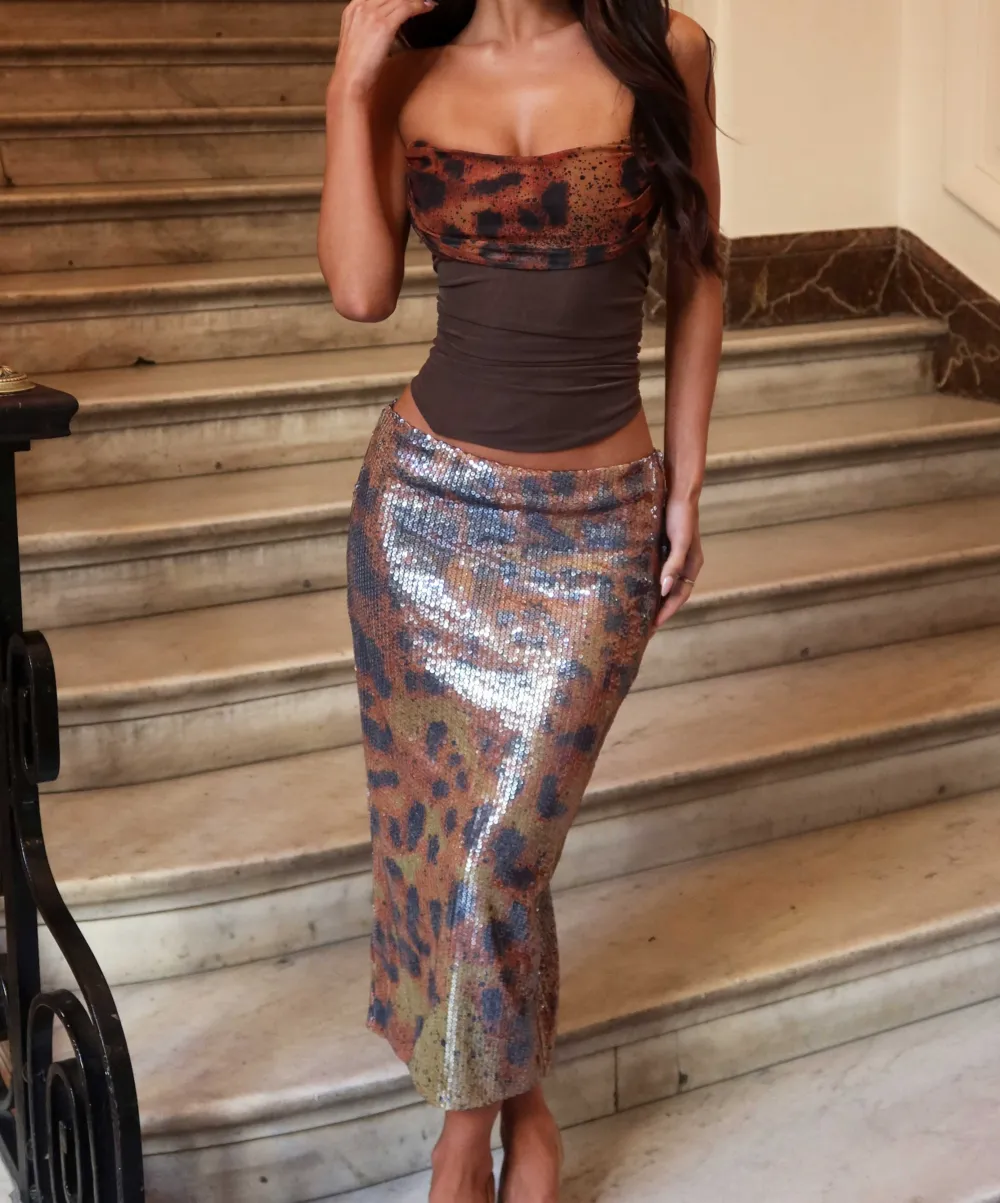 Sequin Bodycon Midi Skirt