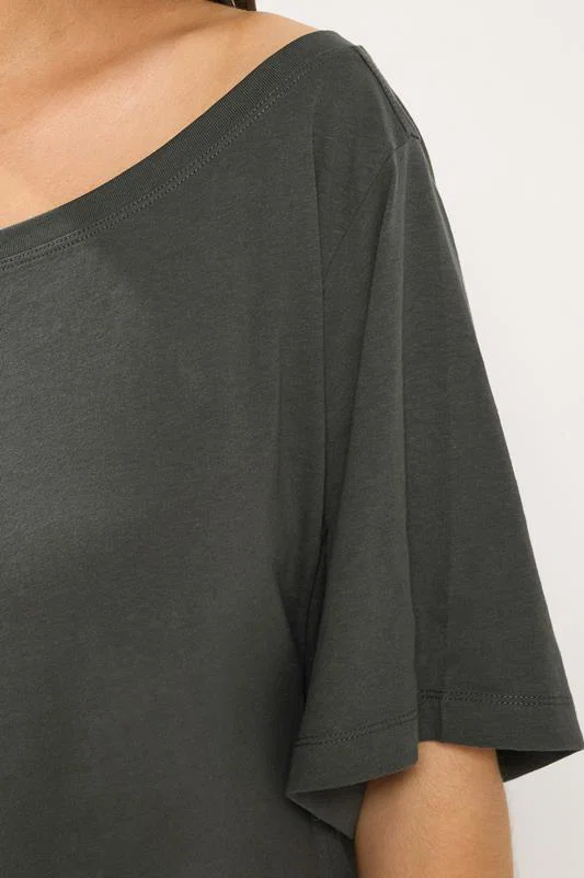 Grey Off Shoulder Tee detail 3