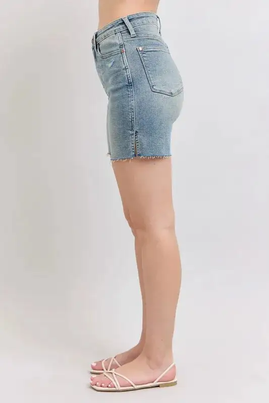 High Waist Vintage Wash Side Slit Denim Pants